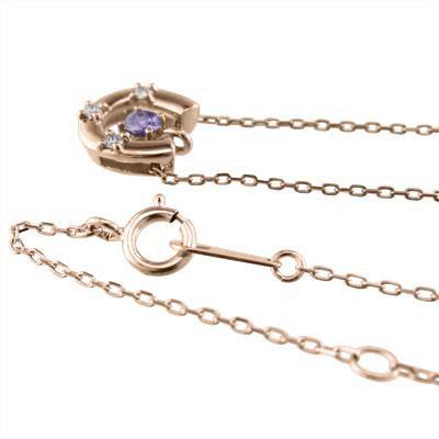 馬蹄 ネックレスジュエリー k18ピンクゴールド アメジスト 2月誕生石の画像