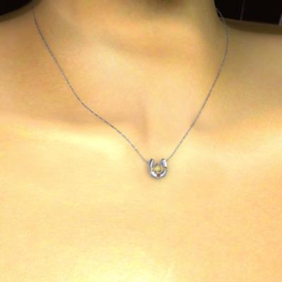 (黄水晶)シトリン 白金（プラチナ）900 11月の誕生石 ペンダントネックレス 馬蹄の画像