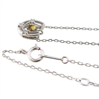 (黄水晶)シトリン 白金（プラチナ）900 11月の誕生石 ペンダントネックレス 馬蹄の画像