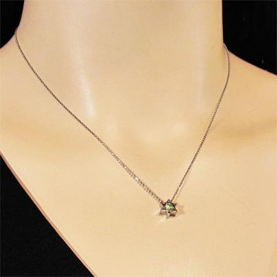 六芒星 8月誕生石 スター k10ピンクゴールド ペリドット ペンダントネックレス 一粒石の画像