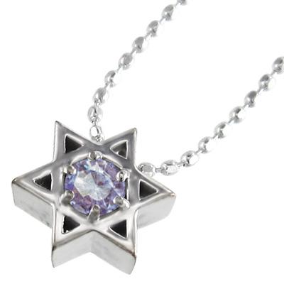 Pt900 ペンダントトップとネックレス タンザナイト 六芒星 12月誕生石 スター 一粒石の画像
