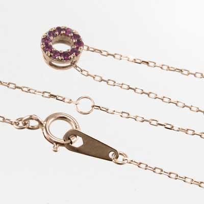 ルビー ペンダントネックレス k10ピンクゴールド 小サイズ 7月誕生石の画像
