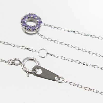 小サイズ 2月誕生石 ペンダント k10ホワイトゴールド アメシストの画像