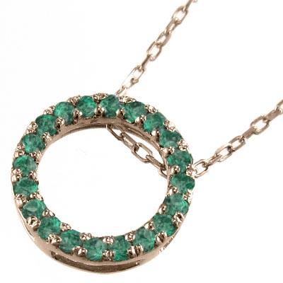 大サイズ 5月の誕生石 ペンダントネックレス エメラルド 10金ピンクゴールドの画像