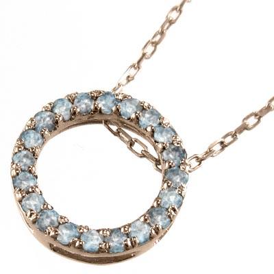 3月誕生石 k18ピンクゴールド ペンダントトップとネックレス アクアマリン 大サイズの画像