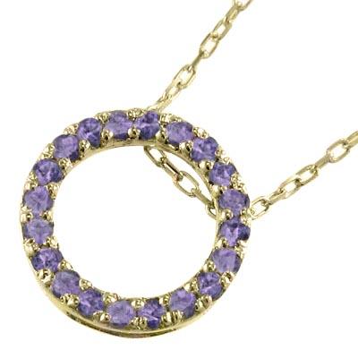 アメジスト(紫水晶) ネックレスジュエリー 大サイズ 2月誕生石 18金イエローゴールドの画像