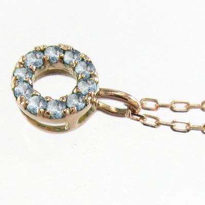小サイズ 3月の誕生石 アクアマリン k10ピンクゴールド ペンダントの画像