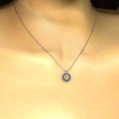 サファイア(青) 中サイズ 白金（プラチナ）900 ペンダント 9月の誕生石の画像