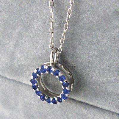 サファイア(青) 中サイズ 白金（プラチナ）900 ペンダント 9月の誕生石の画像