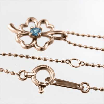 ブルートパーズ(青) 11月誕生石 クローバー k10ピンクゴールド ペンダント 一粒石の画像