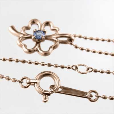 一粒石 k10ピンクゴールド クローバー タンザナイト 12月の誕生石 ネックレスジュエリーの画像