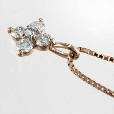 3月誕生石 ファイブストーン クロス k18ピンクゴールド アクアマリン ペンダントの画像