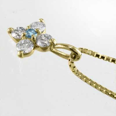 K18 ファイブストーン ペンダント クロス 11月誕生石 ブルートパーズの画像