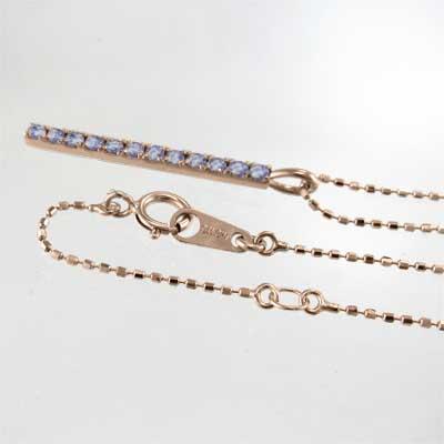 プレート タンザナイト 12月の誕生石 k10ピンクゴールド ペンダントトップとネックレスの画像