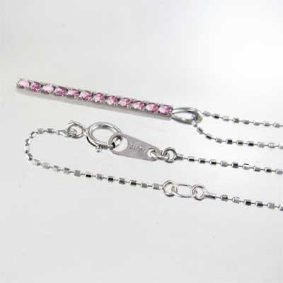 10月誕生石 k10ホワイトゴールド プレート ペンダントネックレス ピンクトルマリンの画像