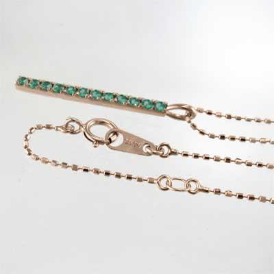 エメラルド ペンダントトップとネックレス k18ピンクゴールド プレート 5月誕生石の画像