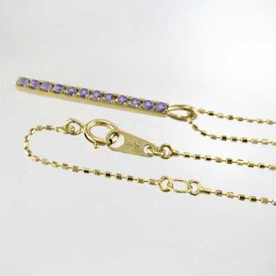 2月の誕生石 プレート アメジスト ネックレスジュエリー K18の画像