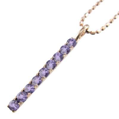 ペンダントネックレス k10ピンクゴールド プレート アメジスト(紫水晶) 2月誕生石の画像