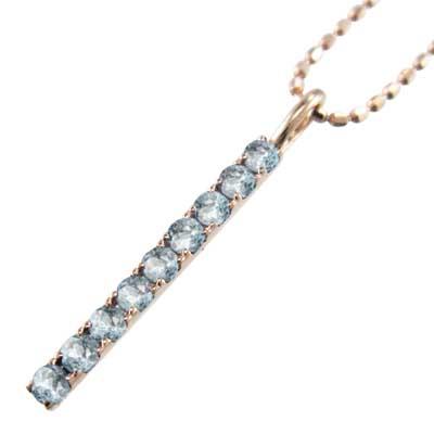 プレート ペンダントトップとネックレス 3月誕生石 アクアマリン k10ピンクゴールドの画像