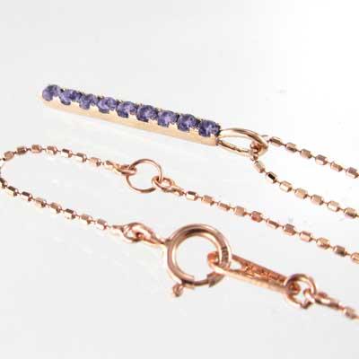 プレート 2月の誕生石 アメジスト(紫水晶) ペンダントネックレス 18金ピンクゴールドの画像