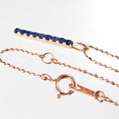 プレート 9月の誕生石 サファイヤ ペンダントトップとネックレス ピンクゴールドk18の画像
