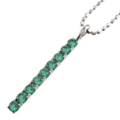 プラチナ900 プレート ペンダントトップとネックレス 5月誕生石 エメラルドの画像