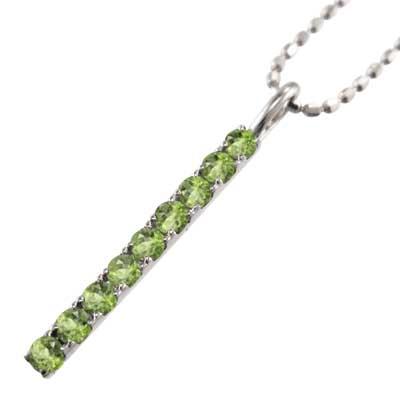 ペリドット プレート 白金（プラチナ）900 ペンダントトップとネックレス 8月誕生石の画像
