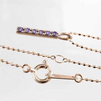 アメジスト(紫水晶) 2月の誕生石 ペンダントネックレス ピンクゴールドk10 プレートの画像