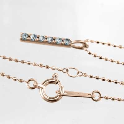 k10ピンクゴールド ペンダント 3月の誕生石 プレート アクアマリンの画像