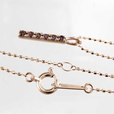 ガーネット k10ピンクゴールド ペンダントトップとネックレス 1月誕生石 プレートの画像