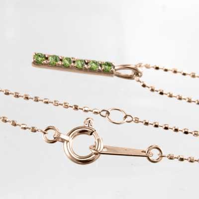ネックレスジュエリー 8月誕生石 10金ピンクゴールド プレート ペリドットの画像