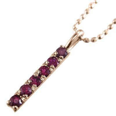 7月の誕生石 ルビー ペンダントトップとネックレス k10ピンクゴールド プレートの画像