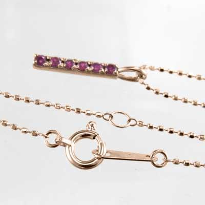 7月の誕生石 ルビー ペンダントトップとネックレス k10ピンクゴールド プレートの画像