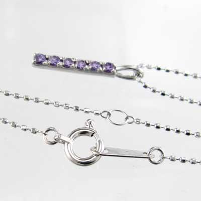 プラチナ900 2月誕生石 プレート ペンダントトップとネックレス アメシストの画像