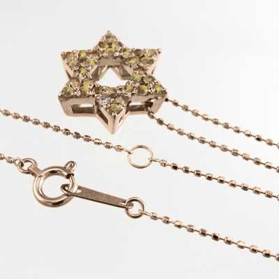 ネックレスジュエリー k10ピンクゴールド シトリン スター 六芒星 11月誕生石の画像