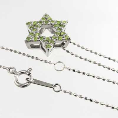 六芒星 ペンダントネックレス ペリドット スター 8月誕生石 Pt900の画像