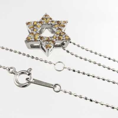 11月の誕生石 プラチナ900 スター ペンダント シトリン 六芒星の画像