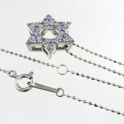ペンダントネックレス タンザナイト プラチナ900 六芒星 スター 12月誕生石の画像
