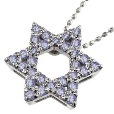 ペンダントネックレス タンザナイト プラチナ900 六芒星 スター 12月誕生石の画像