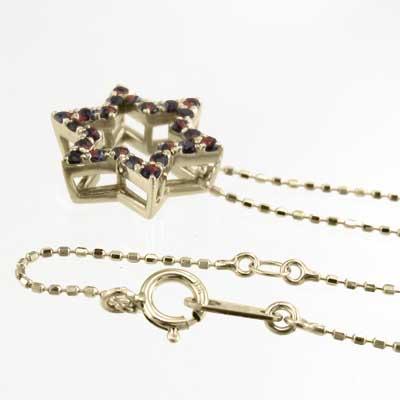 六芒星 ガーネット スター k10イエローゴールド 1月誕生石 ペンダントの画像