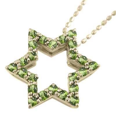 スター 六芒星 8月の誕生石 k10 ペンダント ペリドットの画像