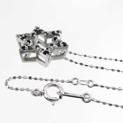 4月誕生石 ペンダントトップとネックレス ブラックダイアモンド スター 六芒星 Pt900の画像