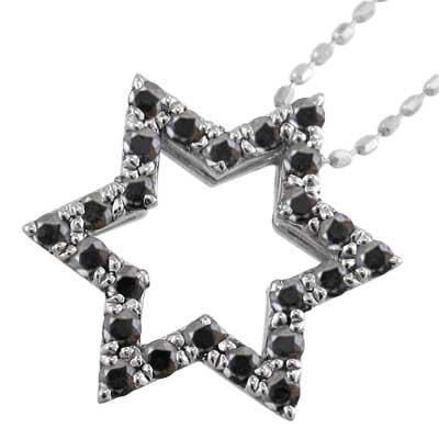 4月誕生石 ペンダントトップとネックレス ブラックダイアモンド スター 六芒星 Pt900の画像