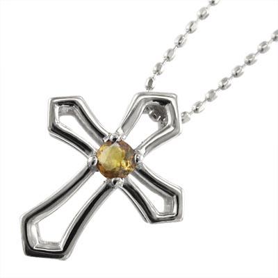 特売 ネックレス ペンダント 11月の誕生石 クロス 一粒石 K10ホワイトゴールド シトリントパーズ ネックレス ペンダント 一粒石 クロス メンズアクセサリー
