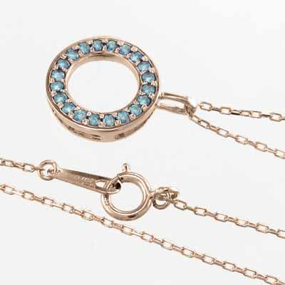 k10ピンクゴールド ペンダントトップとネックレス 丸系ペンダント 11月の誕生石 ブルートパーズの画像