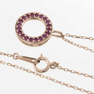 ルビー ペンダントネックレス 丸系ペンダント k10ピンクゴールド 7月の誕生石の画像