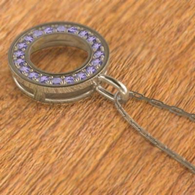 ペンダントトップとネックレス アメシスト(紫水晶) 丸系ペンダント 2月誕生石 イエローゴールドk10の画像