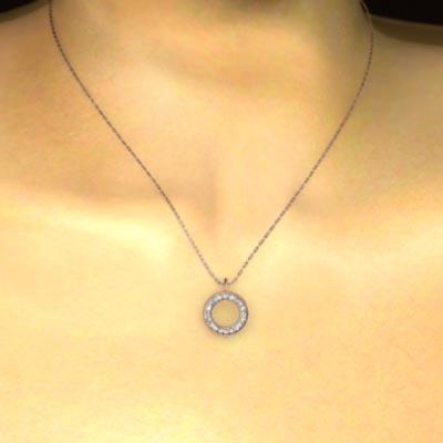 ネックレスジュエリー k18ピンクゴールド 3月の誕生石 丸系ペンダント アクアマリンの画像