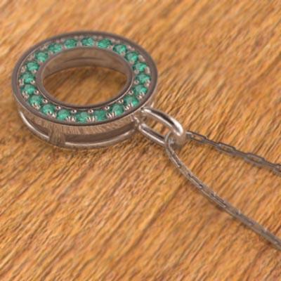ネックレスジュエリー 丸系ペンダント 5月の誕生石 エメラルド k18ピンクゴールドの画像