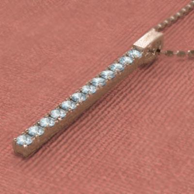 ペンダントトップとネックレス 大サイズ 3月の誕生石 アクアマリン k10ピンクゴールド プレートの画像